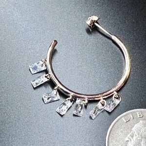 Elegant Rose Gold Hoop Earring 925 with Silver Accents. New. Never worn